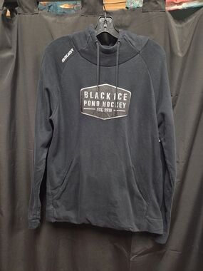 Eddie Bauer Med Navy hoody with White Black Ice Logo